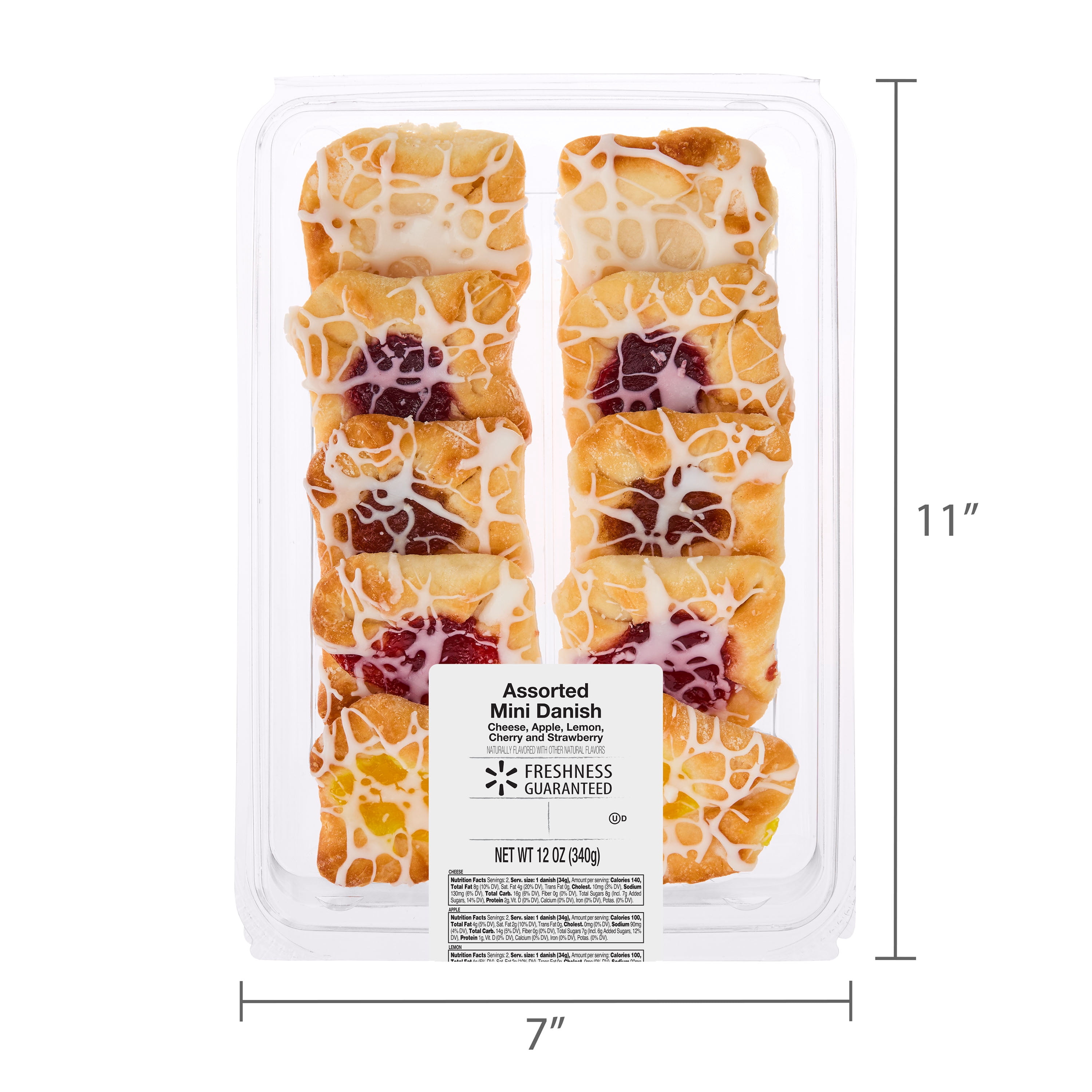 Freshness Guaranteed Assorted Mini Danish Baked Pastries with Light Glaze, 12 oz, 10 Count