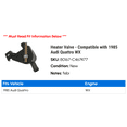 thumbnail image 2 of Heater Valve - Compatible with 1985 Audi Quattro WX, 2 of 2
