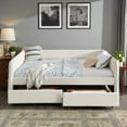thumbnail image 2 of Tcbosik Upholstered Daybed with 2 Drawers, Queen Size Boucle Fabric Sofa Bed for Small Space, Easy Assembly, Beige, 2 of 11
