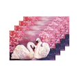 thumbnail image 4 of MKHERT Beautiful Swan Couple Pink Flowers Oil Painting Placemats Table Mats for Dining Room Kitchen Table Decoration 12x18 inch,Set of 4, 4 of 4