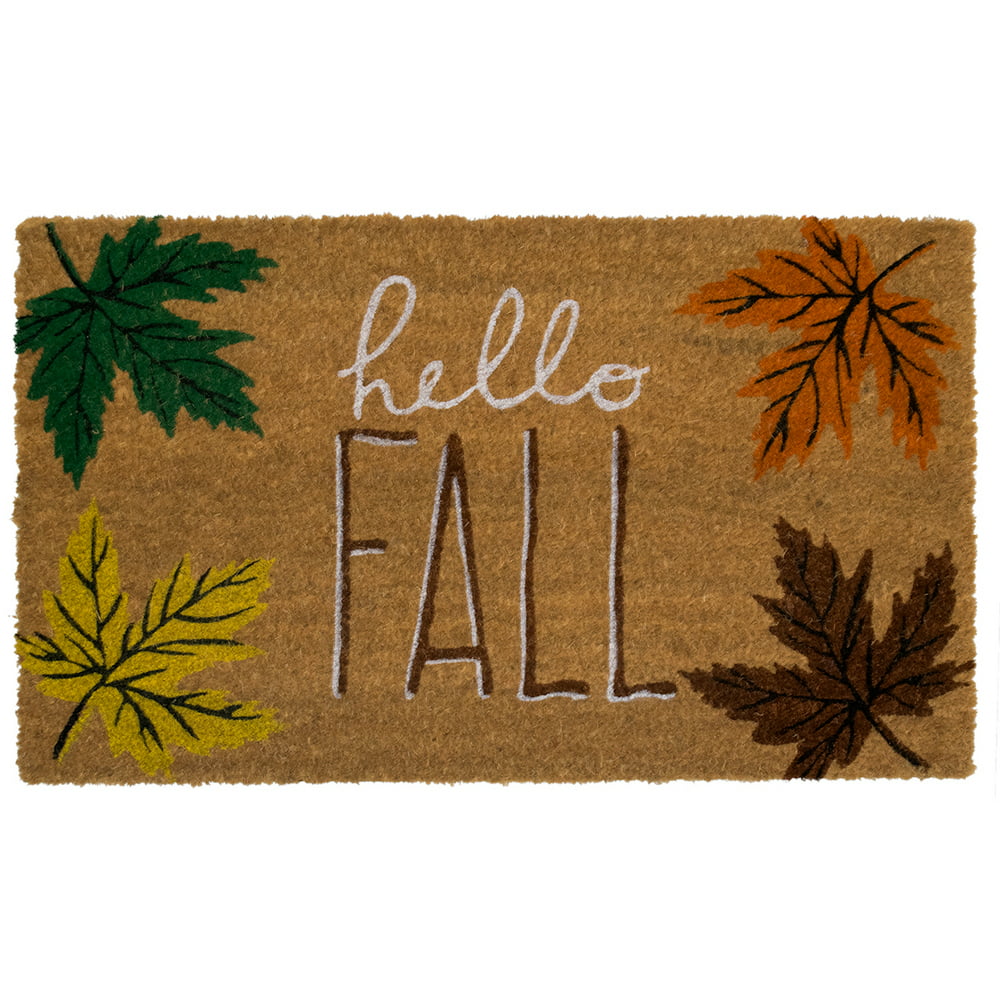 Hello Fall Coir Doormat Leaves Natural Fiber Outdoor 18