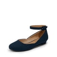 thumbnail image 1 of DREAM PAIRS Bailarinas para Mujer en Gamuza Azul Marino con Correa en el Tobillo, 1 of 6