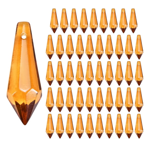 50-Pack Crystal Icicle Prisms, 34mm/1.34 Inch Hanging Crystals Chandelier Prisms for Home/Windows/Garden/DIY[Brown]
