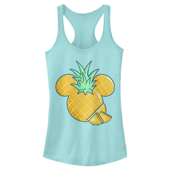 Junior's Mickey & Friends Pineapple Logo  Racerback Tank Top Cancun Large
