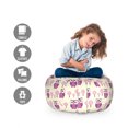 thumbnail image 2 of Owl Storage Toy Bag Chair, Pattern of Animal with Wide Eyes and Round Trees with Polka Dots, Stuffed Animal Organizer Washable Bag, Large Size, Cream and Multicolor, by Ambesonne, 2 of 3