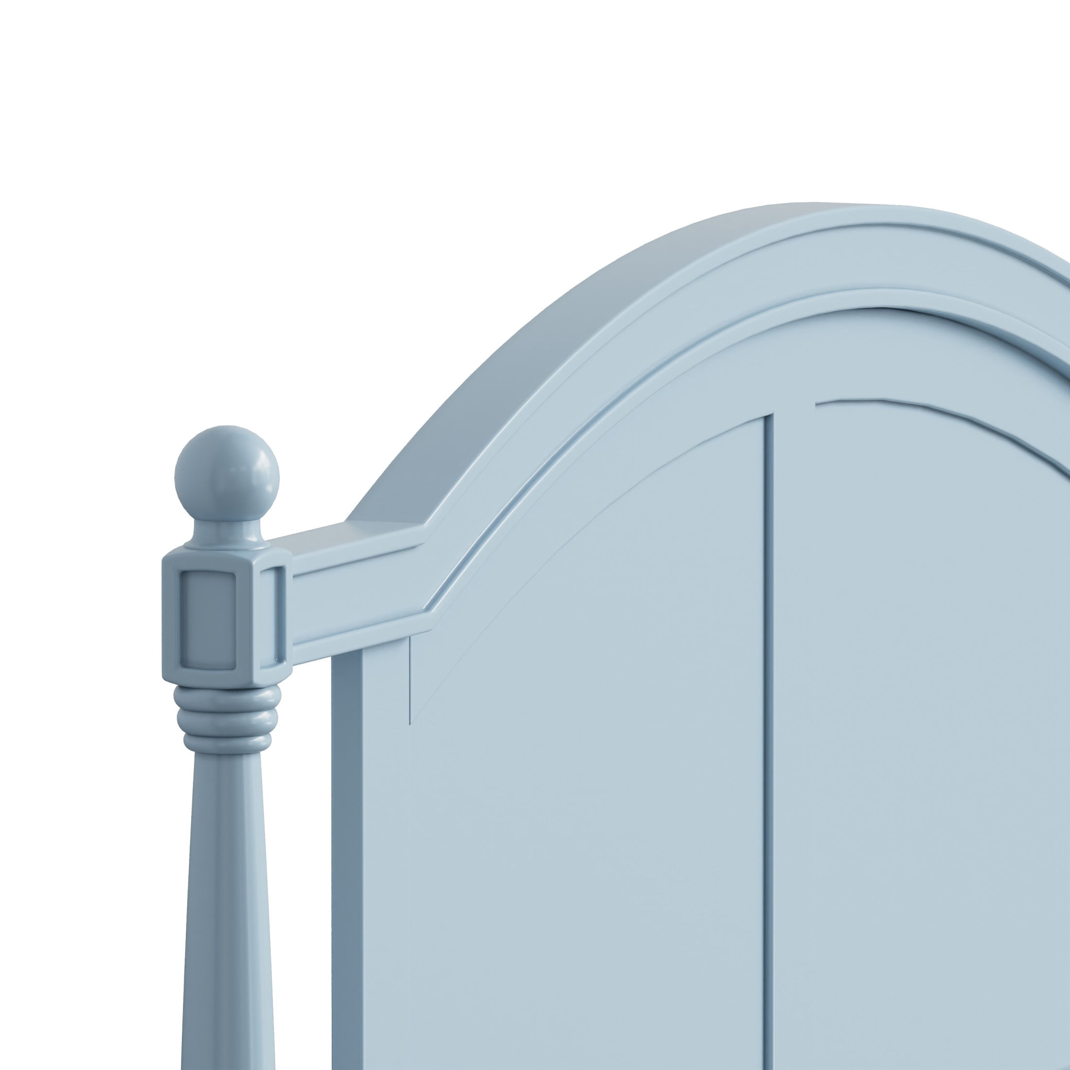 Noble House Norra Traditional Wooden Platform Full Bed Frame with Arched Headboard, Cottage Panel Bed Frame, Light Blue