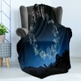 thumbnail image 4 of Astrology Soft Flannel Fleece Blanket, Sketchy Zodiacal Sign Dots in Ombre Night Dark Sky in Forest Art Print, Cozy Plush for Indoor and Outdoor Use, 70" x 90", Dark Blue and White, by Ambesonne, 4 of 5