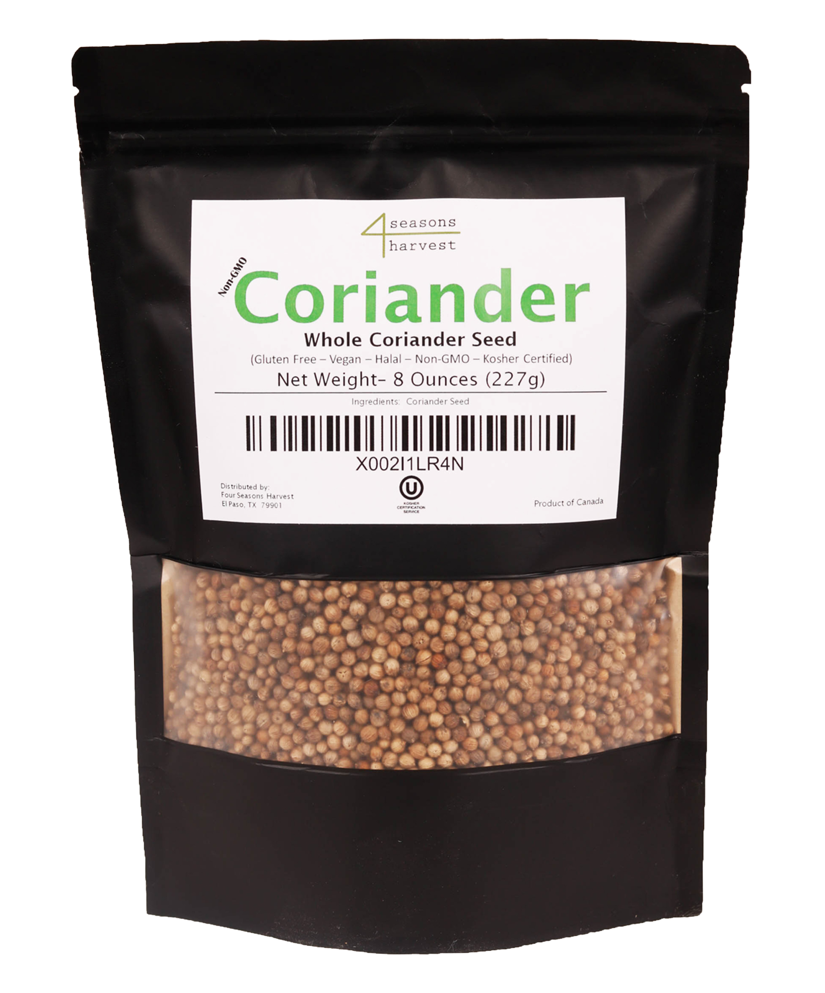 Four Seasons Harvest Coriander Seeds Whole (NonGMO & Kosher Certified) 8 Oz