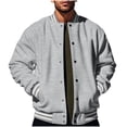 thumbnail image 2 of Umfun Varsity Bomber Jackets for Men Snap Button Casual Baseball Coat with Striped Ribbed Cuffs Stand Collar Autumn Winter Streetwear Outerwear for Daily Wear, 2 of 8
