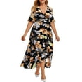 thumbnail image 1 of Gvmfive Women's Plus Size Maxi Dress Boho Floral Short Sleeve Ruffled Long Dress, 1 of 4