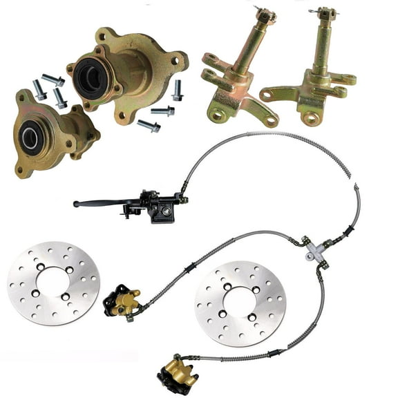 ATV 3 Stud Front Wheel Hub Front Brake Disc Rotor Steering Knuckle Spindle Brake Caliper Kit for 50cc 70cc 90cc 110cc 125cc Go Kart Quad Bike Taotao ATV Buggy 4 Wheelers Mini Bike 6" 7" Wheels