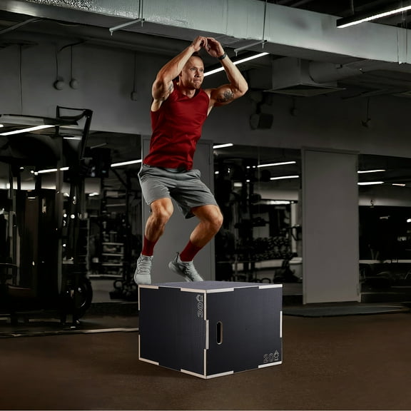 KFFKFF 30/24/20 Inch 3 in 1 Plyometric Jump Box Fitness Exercise Plyo Box Wooden