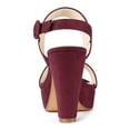 thumbnail image 2 of BLISSFUL STEP Women's Platform Heels Chunky Heel Slingback Open Toe Sandals Burgundy 10, 2 of 8