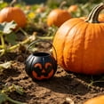 thumbnail image 5 of 6PC Halloween Pumpkin Buckets Candy Basket, Black Candy Bucket for Collecting Treats and Festive Decor, Pumpkin Holder for Halloween Parties,2.8x2.2 Inch, 5 of 7