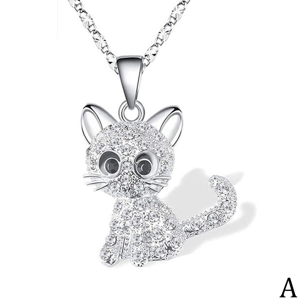 Cat Pendant Necklaces Diamond Kitty Chain Necklaces Colorful Crystal Cartoon Animal Necklaces Jewelry for Kids Girls Z7H3 - image 5 of 9