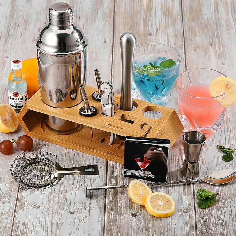 JoyTable 16pc Bartender Cocktail Shaker Set, Stainless Steel Bartender Kit  Bar Tool Set, with All Bar Accessories Plus Lemon Squeezer and Great Recipe