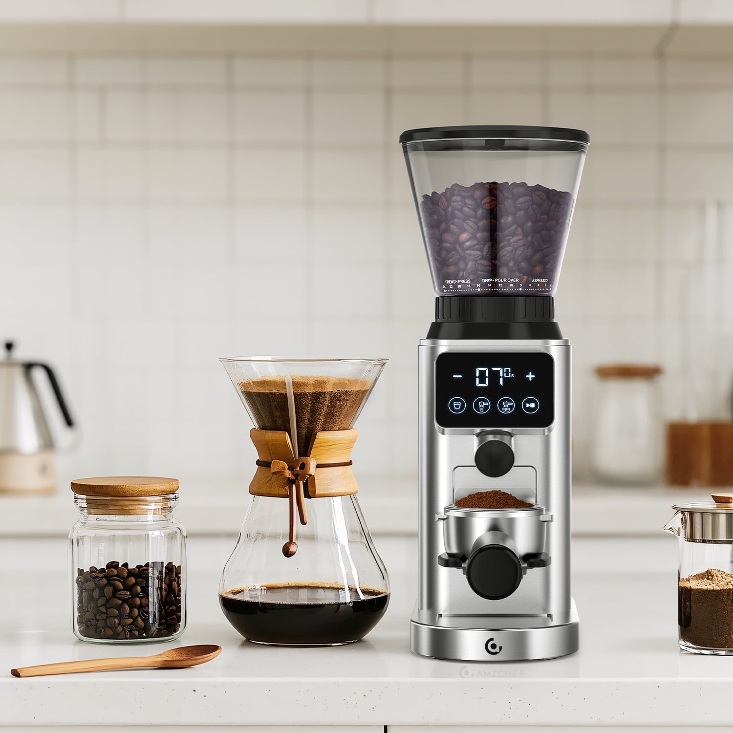 Sunmaki Burr Coffee Grinder, Electric Coffee Bean Grinder for Home