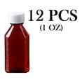 thumbnail image 2 of Pharmacy Bottle - Oval Plastic Bottle - 1 oz - Amber - Child Resistant Caps - 12 pcs (Medicine Bottle, Prescription Bottle, Liquid Medicine) by Sponix BioRx, 2 of 3