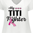 thumbnail image 4 of Inktastic Breast Cancer Awareness My Titi is a Fighter Women's Plus Size V-Neck T-Shirt, 4 of 5