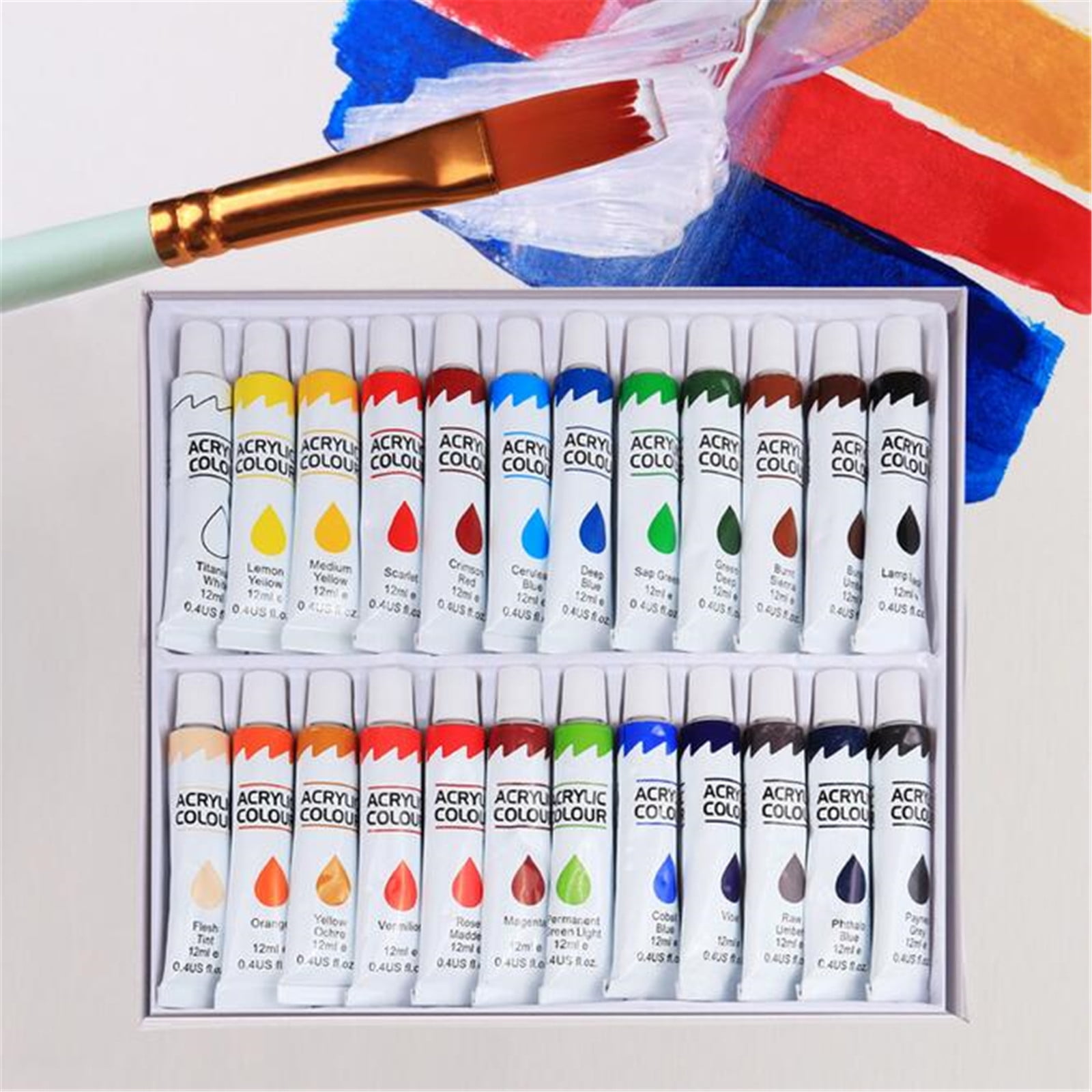 UttpKLBx Office Must Haves 39Pc Acrlic Paint Pigment set Contains paintbrush, easel,, drawing paper for School Supplies (C)