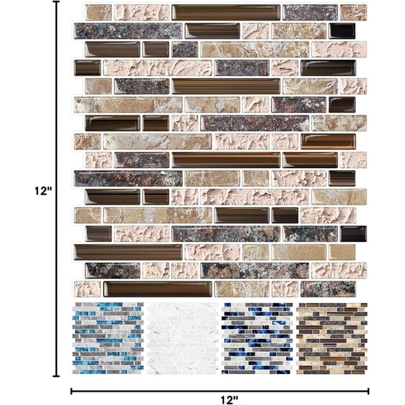10-Sheet Peel and Stick Wall Tile, Self-Adhesive Kitchen Backsplash in Sandstone (Thicker Design)