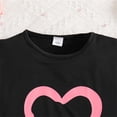 thumbnail image 4 of Uuszgmr Summer Outfits For Girls Solid Color Short Sleeve Heart Prints Round Neck Tops Casual Pants Cute Girl Clothes Set Black 7-8 Years, 4 of 9