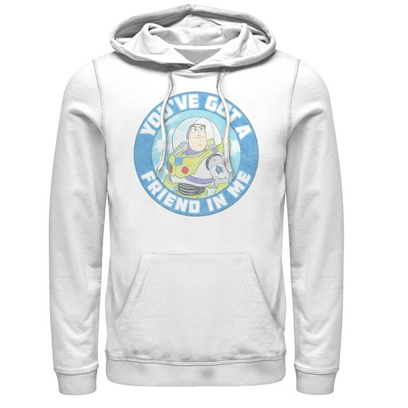 Men's Toy Story Friend in Me Buzz Circle Pull Over Hoodie White Large