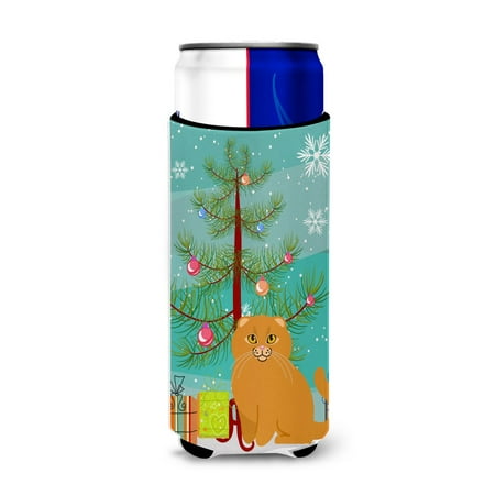 

Carolines Treasures BB4428MUK Scottish Fold Cat Merry Christmas Tree Michelob Ultra Hugger for slim cans Slim Can