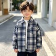 thumbnail image 2 of JUMEYU Boys Flannel Long Sleeve Shirt Children's Spring And Autumn Boy Shirt Plaid Shirt Long Sleeve Plaid Top Coat Kids Fleece Jackets 7T 8T (Blue,7-8 Years), 2 of 5