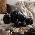 thumbnail image 3 of 7PCS Fake Pumpkins Black, Fall Artificial Pumpkins for Decoration Different Sizes, Halloween Thanksgiving Autumn Harvest DIY Foam Pumpkin Indoor Outdoor Home Decor, 3 of 7