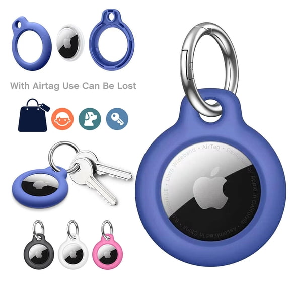 For Apple AirTag Case PC Protective Cover for AirTags 2021 with KeychainBlue