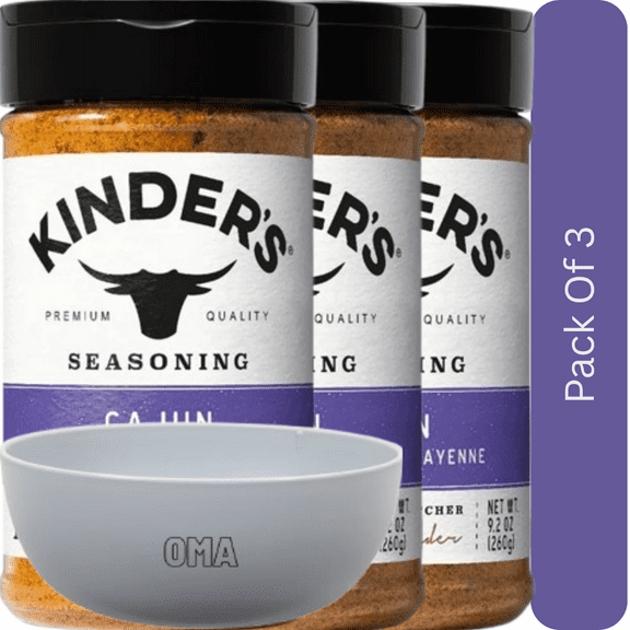 Kinder's Cajun Seasoning, Authentic Southern Spice Mix, 9.2 oz. With White Bowl By OMA
