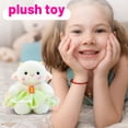 thumbnail image 4 of Lamb Stuffed Animal, Plush Stuffed Animals, 8 In, Green Accent Scarf, Sheep Stuffed Animal, Nursery Decor for Girls, White Pink, 1 Pc, 4 of 5