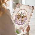 thumbnail image 6 of Vintage Light Purple Wicker Basket with Gold Bow and Pink Flowers, Shabby Chic 8x12 Inch Metal Wall Art Print, Romantic Cottage Core Decor, 6 of 7