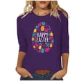 thumbnail image 2 of EGNMCR Easter T-Shirt Imprimé Graphique pour Femmes, Mode Décontractée de Noël, Col Rond, Manches 3/4, 2 of 4