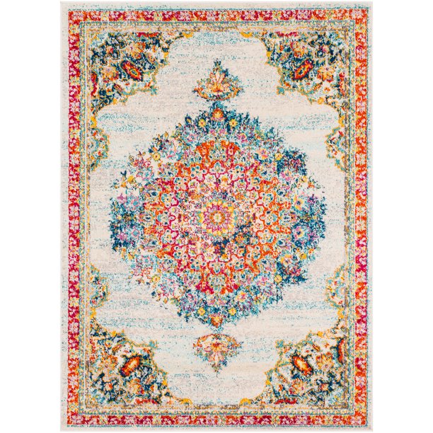 Walmart Thornton Teal 6'7" x 9' Traditional Oriental Area Rug Walmart