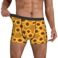 thumbnail image 3 of Men's Boxer Briefs, Yellow Leopard Print Sunflower Soft Comfy Mens Underwear Boxer Briefs Breathable With Widen Waist, 3 of 7