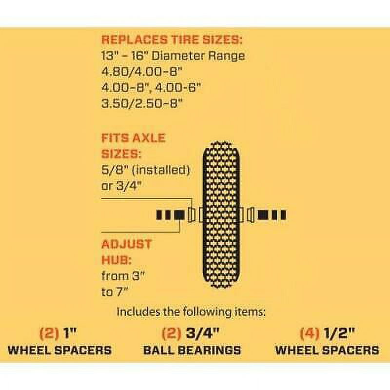 1 Pc, Marathon Universal Fit 8 In. D X 14.5 In. D 300 Lb. Cap. Centered Wheelbarrow Tire Polyurethane 1 Pk