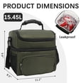 thumbnail image 4 of GYEUKHAM Double Layer Cooler Insulated Lunch Bag Adult Lunch Box Large Tote Bag for Men, Women, With Adjustable Strap,Front Pocket and Dual Large Mesh Side Pockets,Army Green, 4 of 8