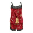 thumbnail image 4 of Puntoco Conjuntos de pijama cómodos para mujer, camisetas sin mangas con tirantes de encaje sexys para Navidad, conjunto de pijama informal con pantalones cortos empalmados para mujer, 4 of 5