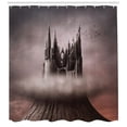 thumbnail image 3 of Ambesonne Fantasy Shower Curtain, Castle Clouds, 69"Wx84"L, Grey Brown Pale Coral, 3 of 3