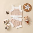 thumbnail image 2 of Fortune 2Pcs Baby Girl Knit Outfits, Infant Contrast Color Ribbed Sling Tank Tops Shorts, 2 of 6