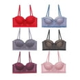 thumbnail image 1 of Two Tone Demi Cup Bra With Geometric Mesh Overlay 6 Pieces Pack, 1 of 2