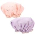 thumbnail image 1 of Miangastore 2Pack Reusable Shower Caps For Lady Elastic Band Hair Protection Assorted Color, 1 of 8