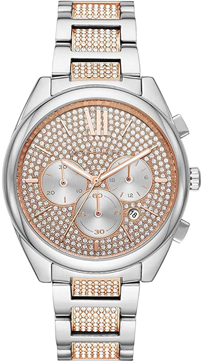 Michael Kors Women's Janelle Chronograph Silver-Tone Stainless Steel ...