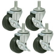 3ox 4 Pack 3 inch Rubber Casters with Threaded Stem for Wire Shelving Rack