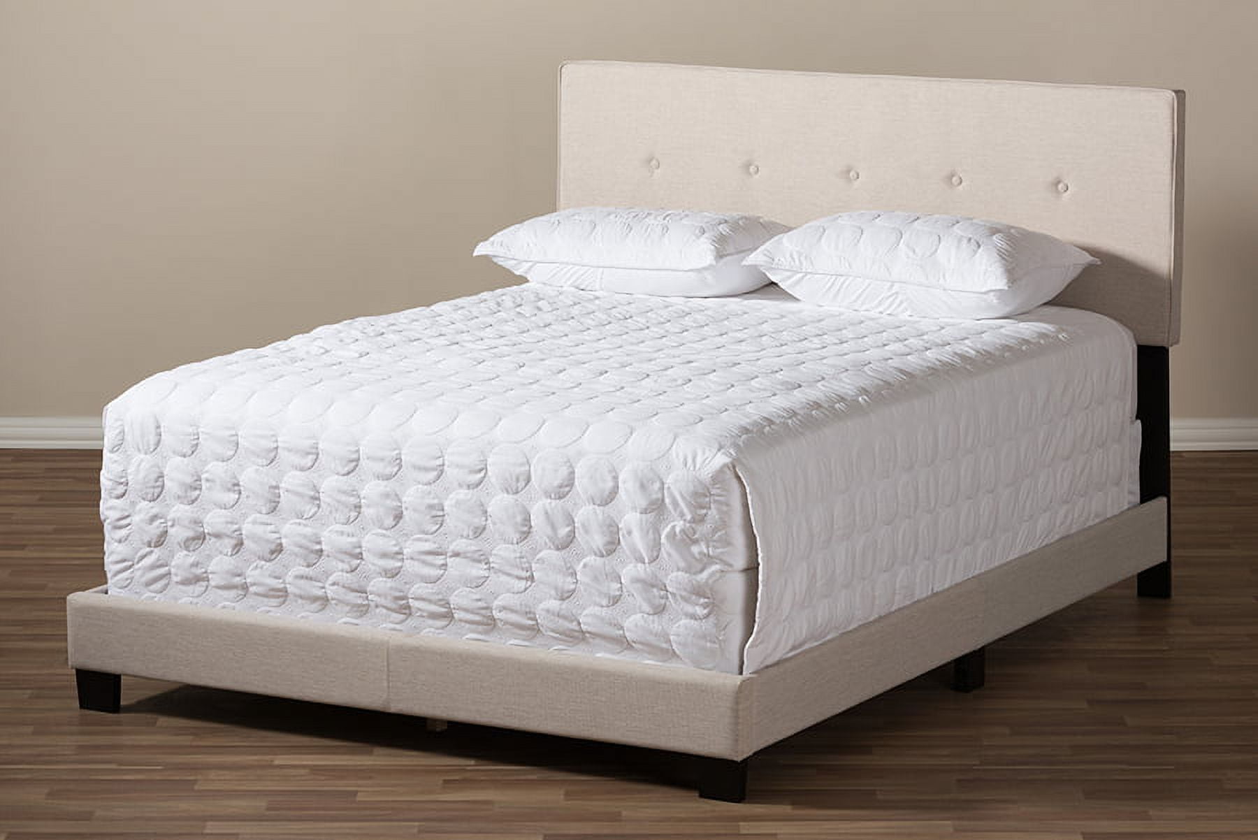 Baxton Studio Hampton Light Beige Fabric Upholstered King Size Bed