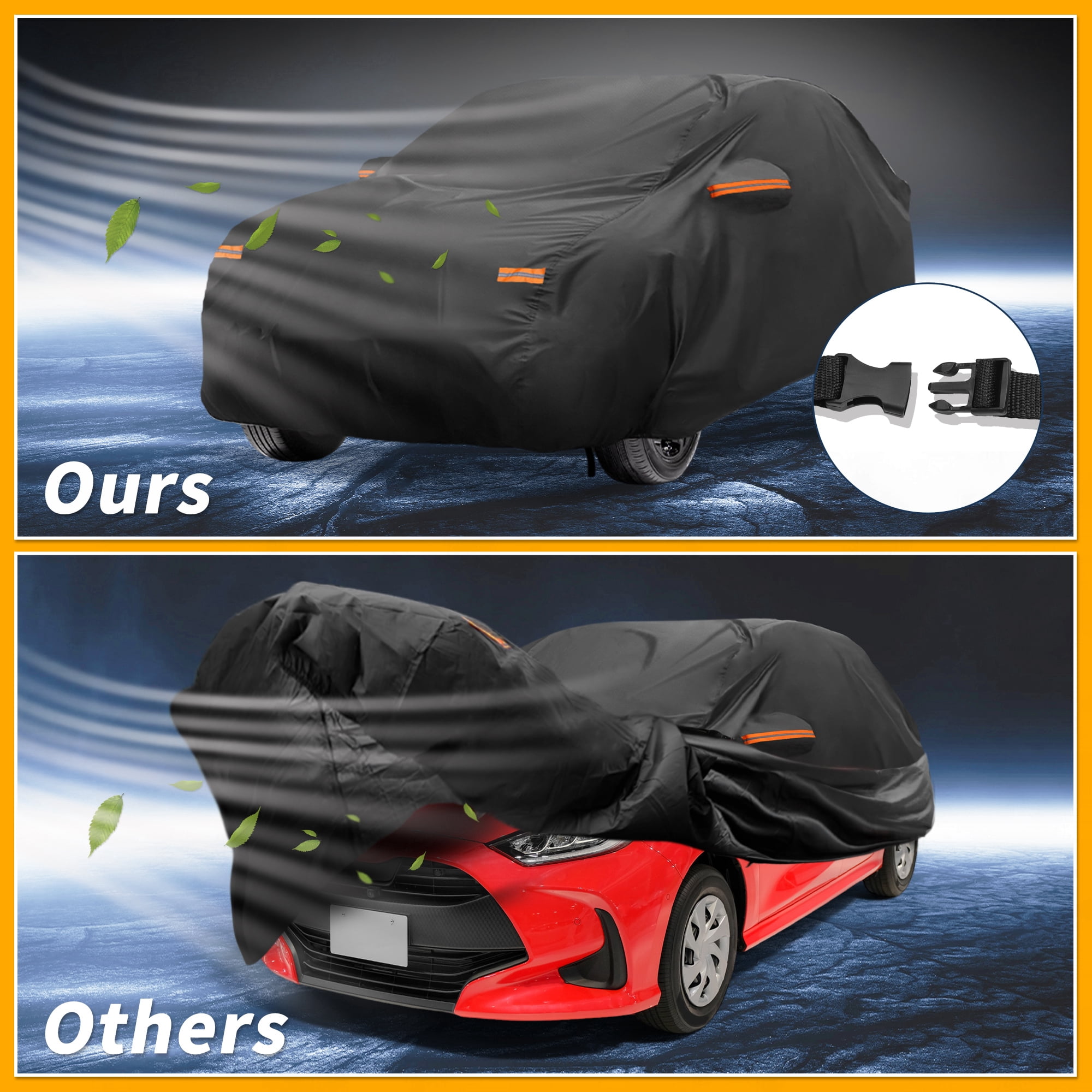 Unique Bargains Waterproof Car Cover - UV-Resistant Full Exterior Protection 165.35"x66.93"x53.15"