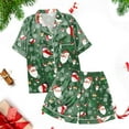 thumbnail image 6 of Christmas Pajamas Family Matching Pajamas For Women Set Casual Christmas Print Pajama Set Silk Satin Short Sleeve Button Up Top And Shorts Set, 6 of 6
