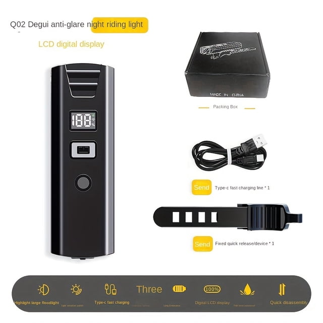 QJUHUNG Smart Rechargeable Waterproof LED Bike Light - High-Intensity Night Riding Headlight With USB Charging And Intelligent Light-Sensing Technology For Road And Mountain Cycling